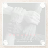 チームワークやる気を起こさせる感動的引用文手 ガラスコースター (裏面)