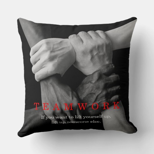 チームワークやる気を起こさせる感動的引用文手 クッション (裏面)