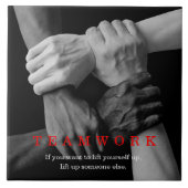 チームワークやる気を起こさせる感動的引用文手 タイル (正面)