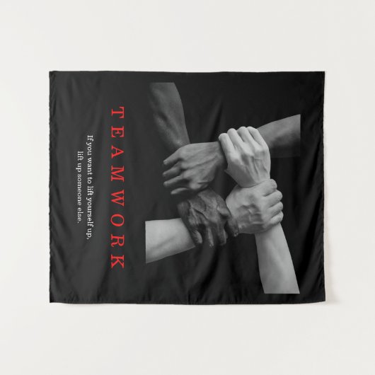 チームワークやる気を起こさせる感動的引用文手 タペストリー (正面(横))