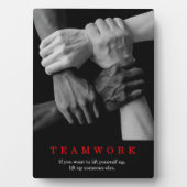 チームワークやる気を起こさせる感動的引用文手 フォトプラーク (正面)