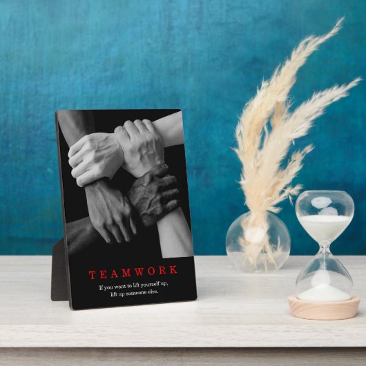 チームワークやる気を起こさせる感動的引用文手 フォトプラーク (側面)