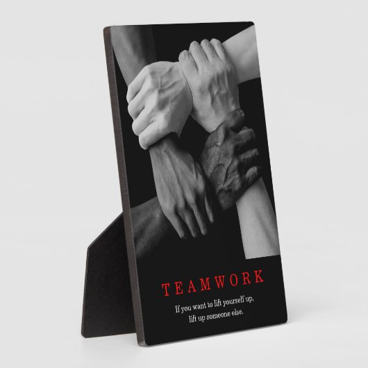 チームワークやる気を起こさせる感動的引用文手 フォトプラーク (側面)