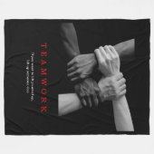 チームワークやる気を起こさせる感動的引用文手 フリースブランケット (正面(横))