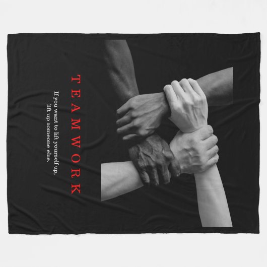 チームワークやる気を起こさせる感動的引用文手 フリースブランケット (正面(横))