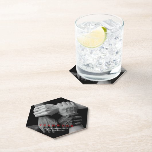 チームワークやる気を起こさせる感動的引用文手 ペーパーコースター (インサイチュ)