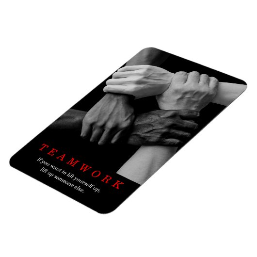 チームワークやる気を起こさせる感動的引用文手 マグネット (左側)