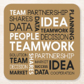 チームワークパートナーシップソリューションの成功の決定 スクエアペーパーコースター (正面)