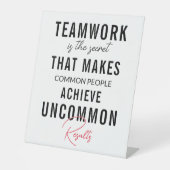 チームワーク前向き引用文ペデスタル標識 台座サイン (正面)