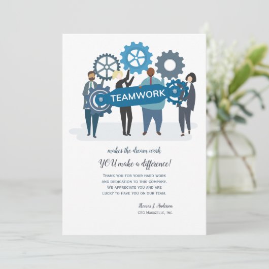 チームワーク従業員の評価カード 招待状 (スタンド正面)