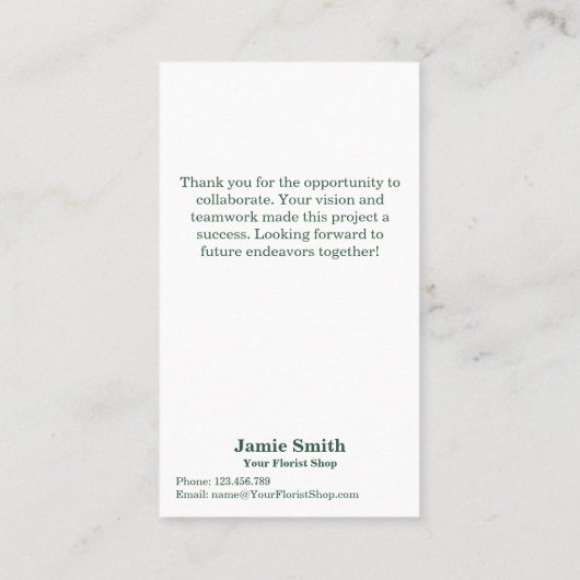 チームワーク感謝カスタムの花屋さん 名刺 (裏面)