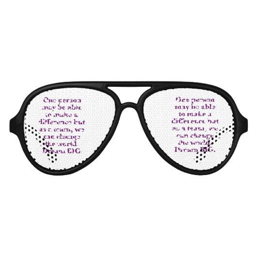 「チームワールドチェンジ」ドリームBIGデザイン アビエーターサングラス (正面)