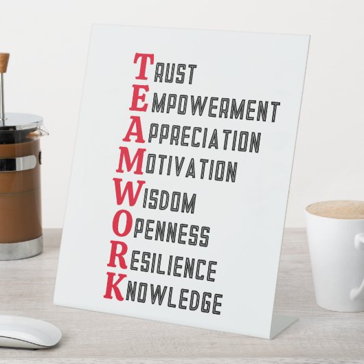 チームワー前向きク語ペデスタル記号 台座サイン (インサイチュ)