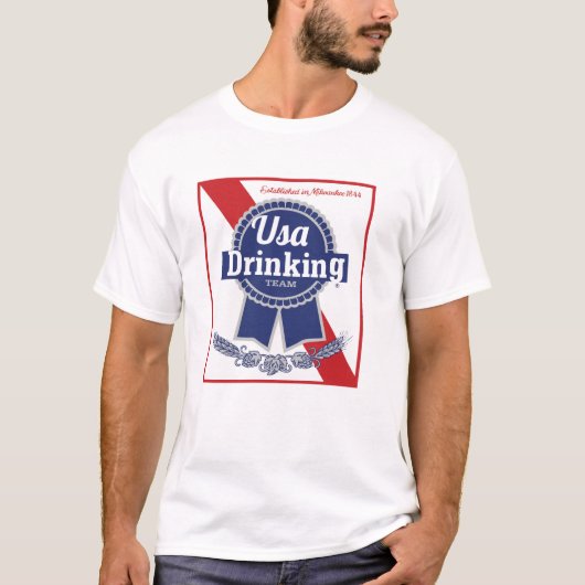 チーム一流PBRを飲む米国 Tシャツ (正面)