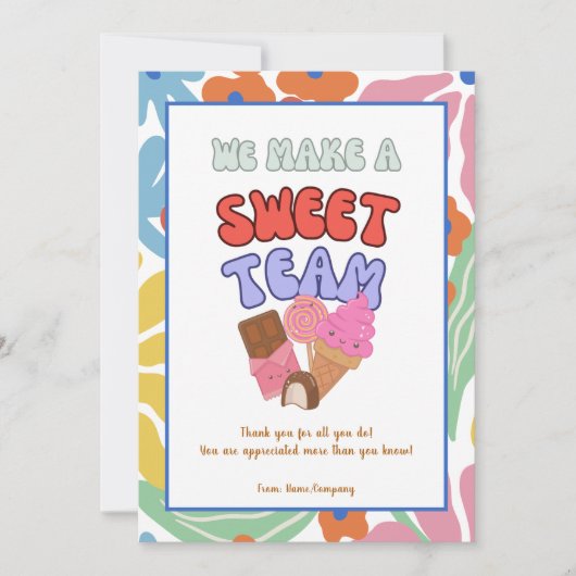 チーム先生ボランティアの仕事仲間サンキューカード 招待状 (正面)