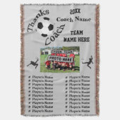 チーム写真、プレーヤーの名前の素晴らしいサッカーのコーチのギフト スローブランケット (正面縦)