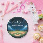 チーム別ボールゲームピッチおもしろい野球の性別公開 ペーパープレート (パーティー)