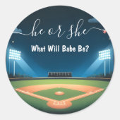 チーム別ボールゲームピッチおもしろい野球の性別公開 ラウンドシール (正面)