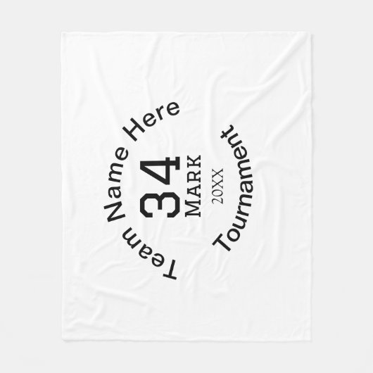 チーム名ここに名前を追加トーナメント年文字 フリースブランケット (正面)
