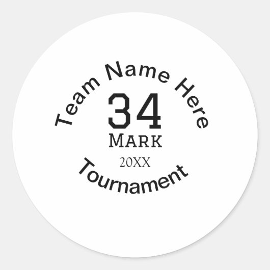 チーム名ここに名前を追加トーナメント年文字 ラウンドシール (正面)