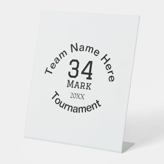 チーム名ここに名前を追加トーナメント年文字 台座サイン (正面)