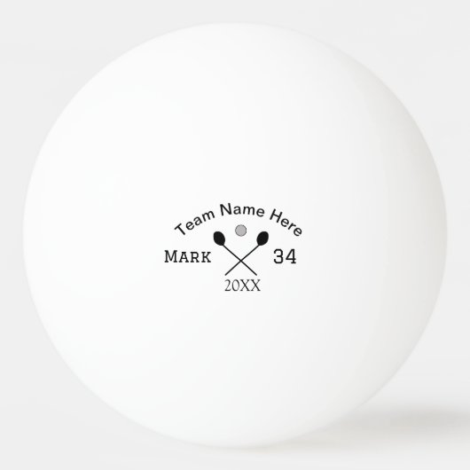 チーム名ここに名前ナンバボールパドルゴルフを追加 卓球ボール (正面)