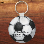 チーム名とナンバーサッカーボール キーホルダー (正面)