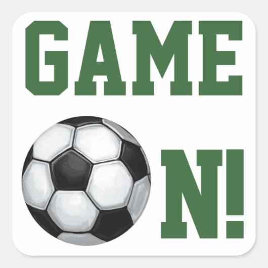 チーム名とナンバーサッカーボール スクエアシール (正面)