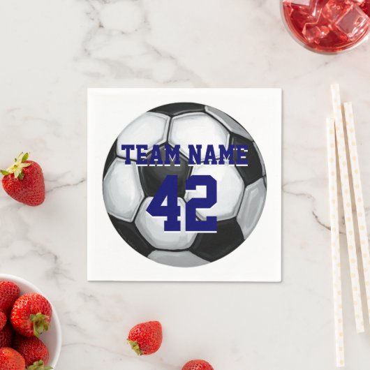 チーム名とナンバーサッカーボール スタンダードカクテルナプキン (インサイチュ)