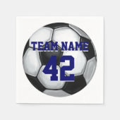 チーム名とナンバーサッカーボール スタンダードカクテルナプキン (正面)