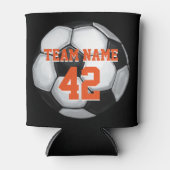 チーム名とナンバーサッカーボール 缶クーラー (正面)