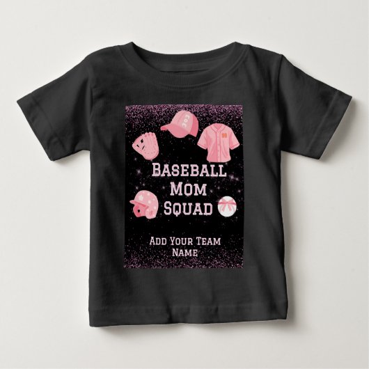 チーム名とナンバー入りカスタム野球ママグループ ベビー服 ベビーTシャツ (正面)