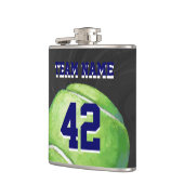 チーム名と番号を持つテニスボール フラスク (左)