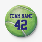 チーム名と番号を持つテニスボール ペーパープレート (正面)
