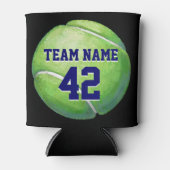 チーム名と番号を持つテニスボール 缶クーラー (正面)