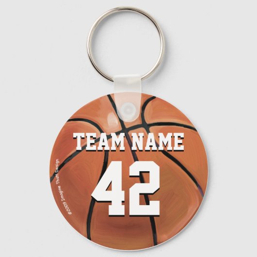 チーム名と番号バスケットボール キーホルダー (正面)
