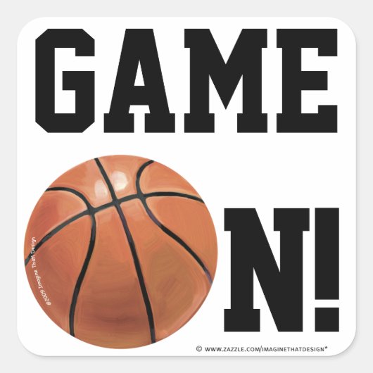 チーム名と番号バスケットボール スクエアシール (正面)