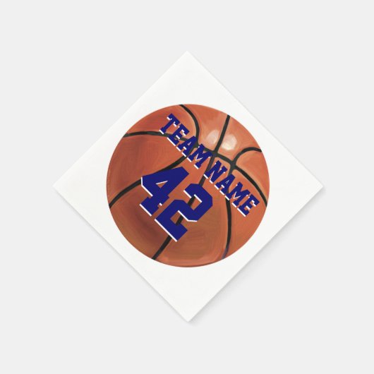 チーム名と番号バスケットボール スタンダードカクテルナプキン (角)