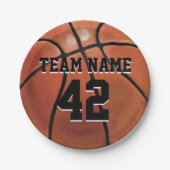 チーム名と番号バスケットボール ペーパープレート (正面)
