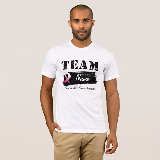 チーム名のカスタマイズ – 頭部がんおよび頸部がん Tシャツ (正面フル)