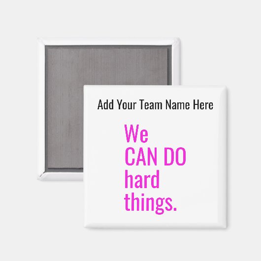 チーム名の懸命パーソナライズされた引用文 マグネット (正面/裏面)