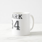 チーム名の追加プレイヤー名の日付スポーツマンヴィンテージ コーヒーマグカップ (正面右)