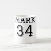 チーム名の追加プレイヤー名の日付スポーツマンヴィンテージ コーヒーマグカップ (中央)