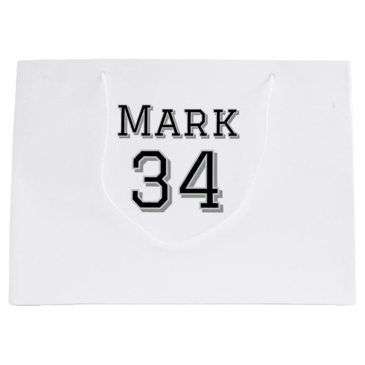 チーム名の追加プレイヤー名の日付スポーツマンヴィンテージ ラージペーパーバッグ (正面)