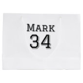 チーム名の追加プレイヤー名の日付スポーツマンヴィンテージ ラージペーパーバッグ (裏面)