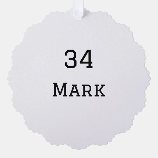 チーム名の追加プレイヤー名の追加スポーツマン オーナメントカード (正面)