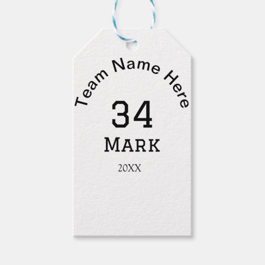 チーム名の追加プレイヤー名の追加スポーツマン ギフトタグ (正面)