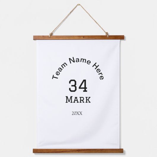 チーム名の追加プレイヤー名の追加スポーツマン 吊り下げ型タペストリー (正面)