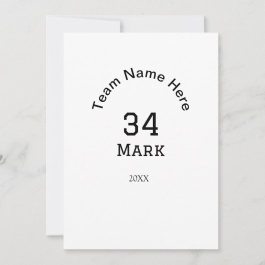 チーム名の追加プレイヤー名の追加スポーツマン 招待状 (正面)