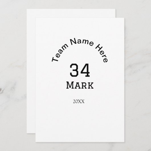 チーム名の追加プレイヤー名の追加スポーツマン 招待状 (正面/裏面)